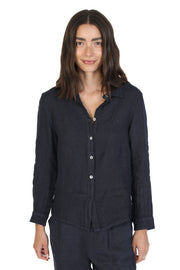Navy Linen Blouse