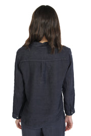 Navy Linen Blouse