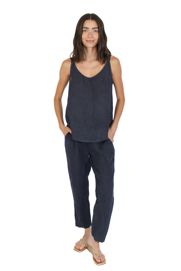 Navy Linen Tank