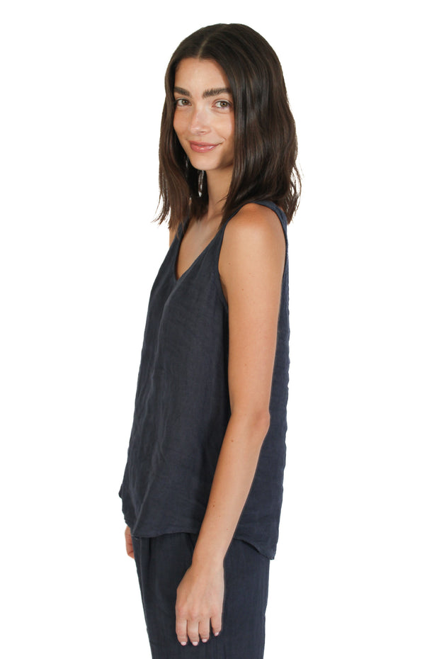 Navy Linen Tank