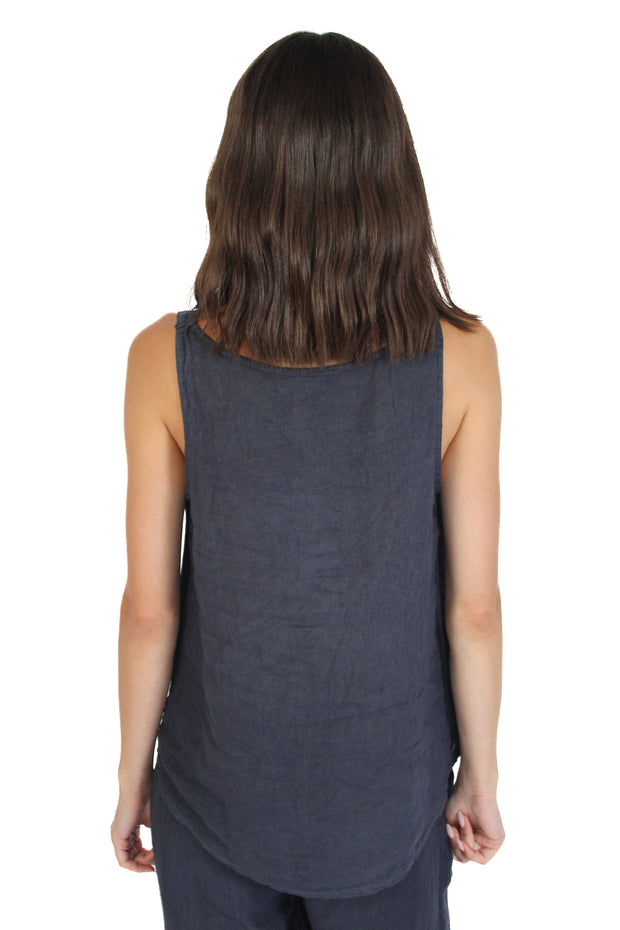Navy Linen Tank