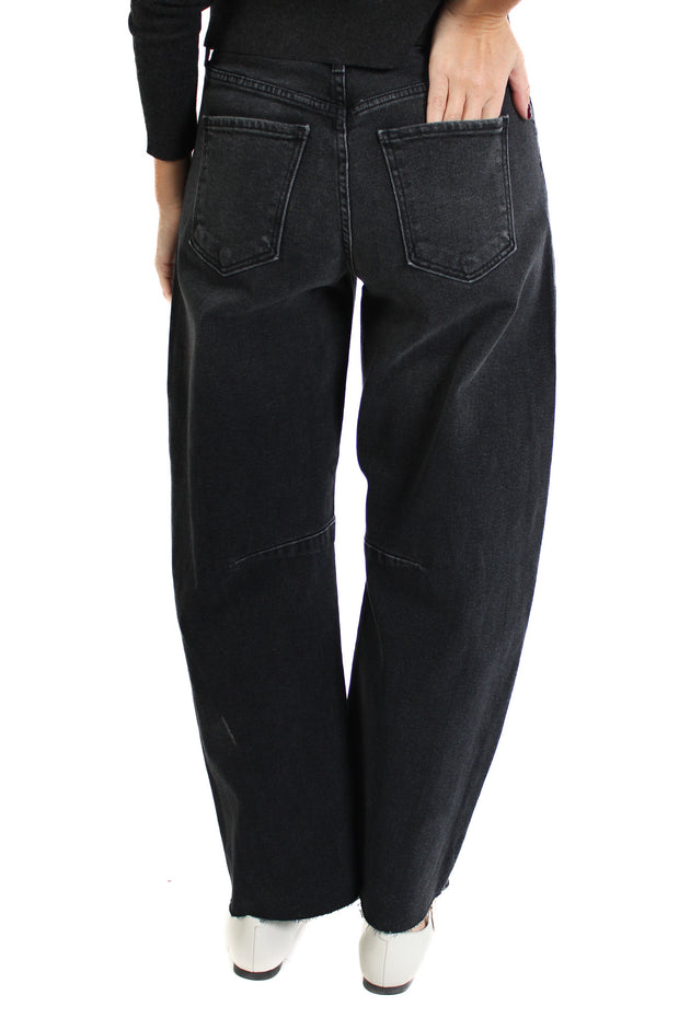 Washed Black Barrel Jeans