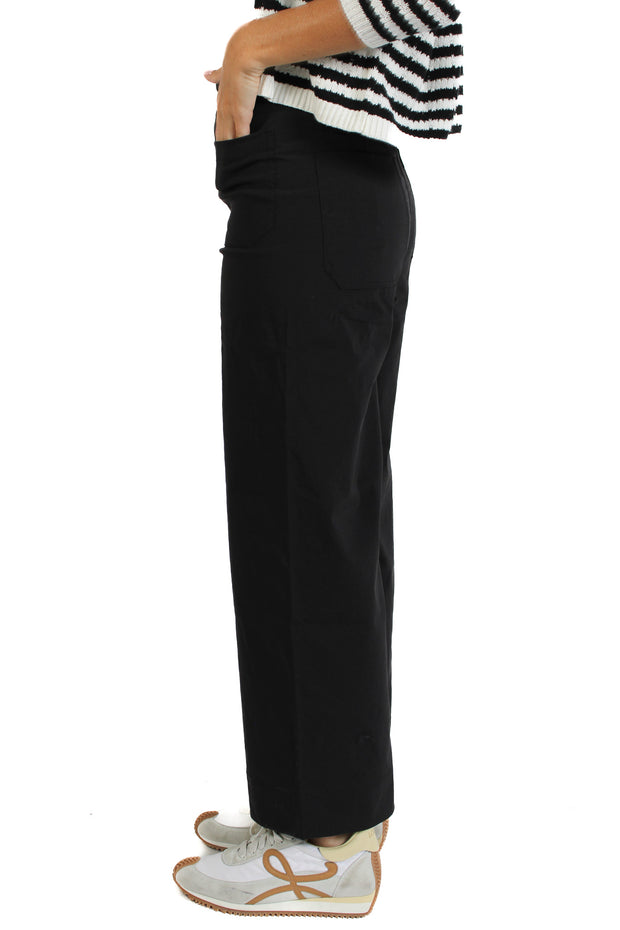 Black Stretched Fabric Front Pocket Pants