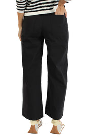 Black Stretched Fabric Front Pocket Pants