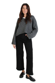 HR Wide Leg Black Denim