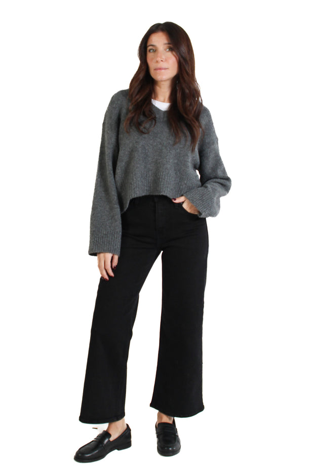 Dark Grey Etta V-Neck Sweater