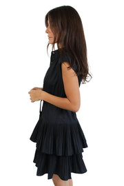 Navy Tiered Button Down Dress