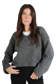 Dark Grey Etta V-Neck Sweater