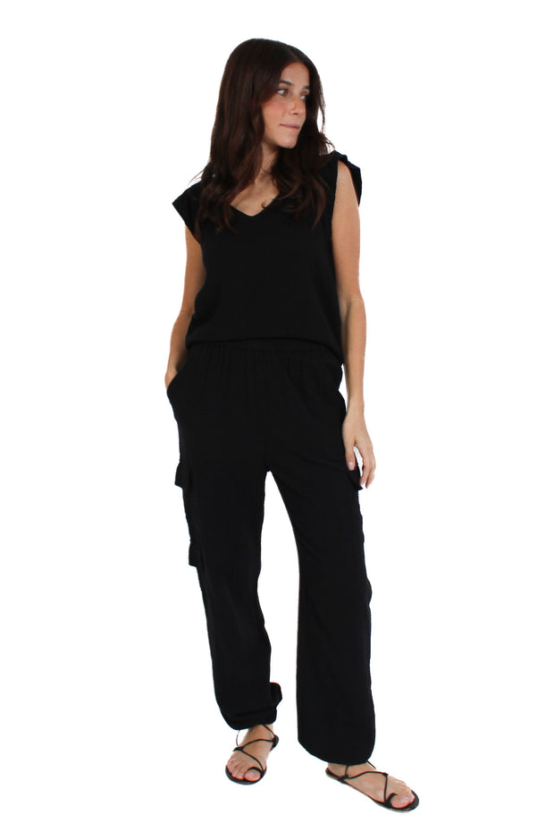 Arie Black Gauze Top