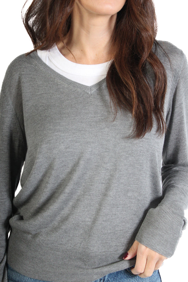 Grey V-neck Sweater