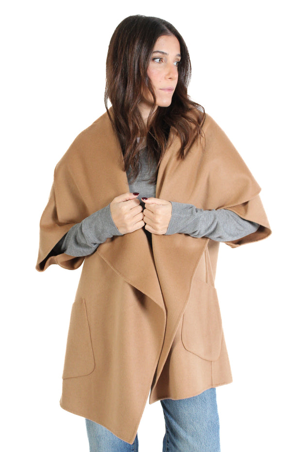 Camel Penelope Wool Cape Coat