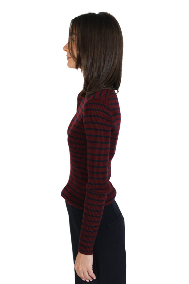 Burgundy Stripe Long Sleeve