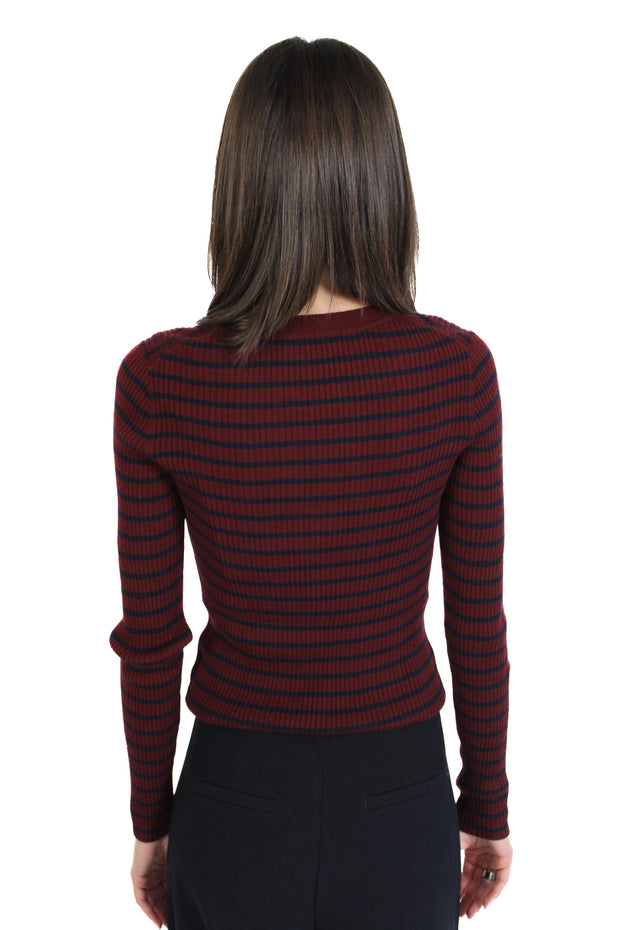 Burgundy Stripe Long Sleeve