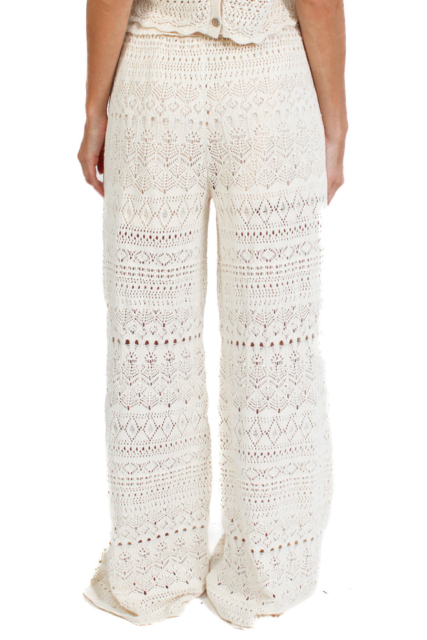 Beige Crochet Pattern Pants