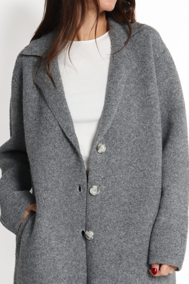 Victoria Grey Marl Oversized Long Coat