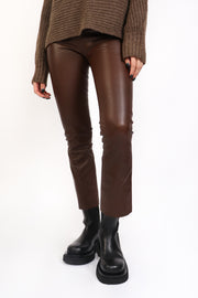 Brown Leather Flare Pant