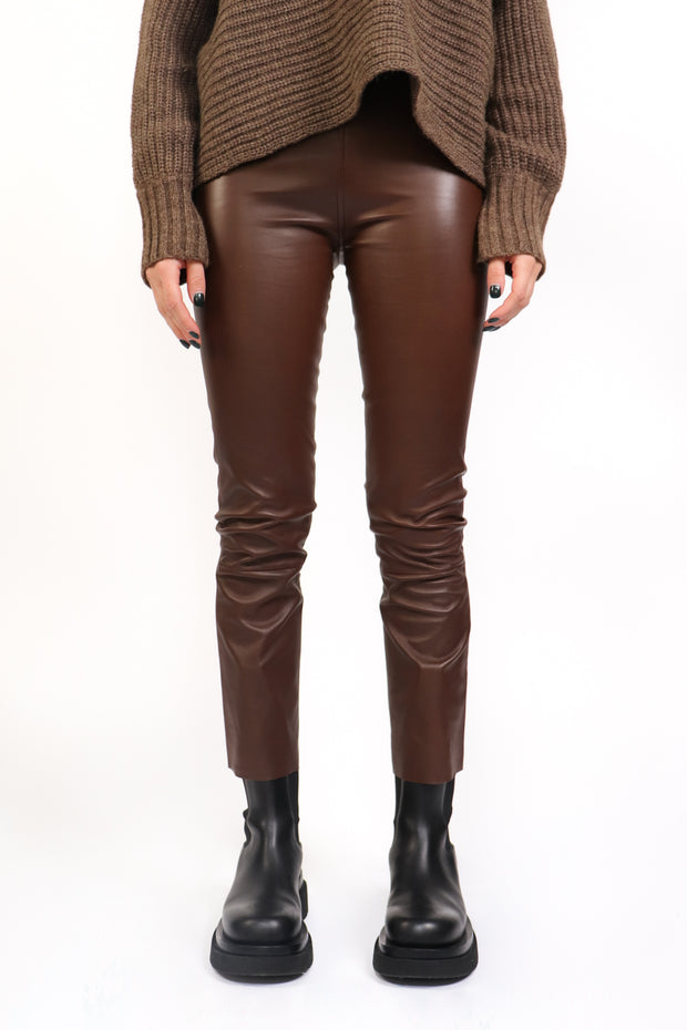 Brown Leather Flare Pant