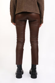 Brown Leather Flare Pant