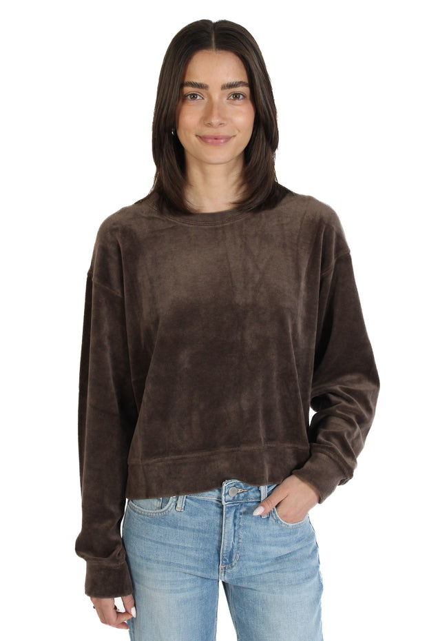 Halima Velour Chocolate Sweatshirt