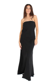 Strapless Black Linen Dress