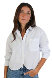 White Cropped Poplin Shirt