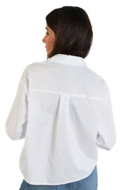 White Cropped Poplin Shirt