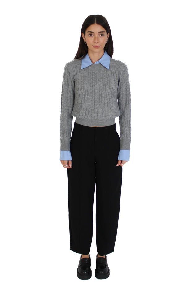 Black Polished Barrel Pant
