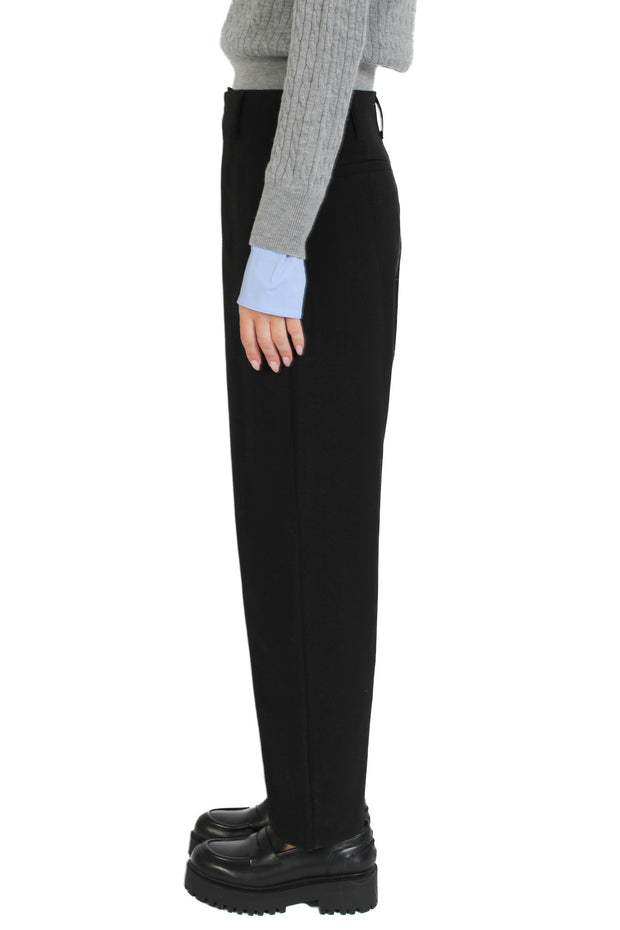 Black Polished Barrel Pant