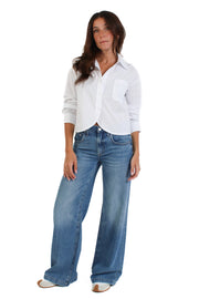 White Cropped Poplin Shirt