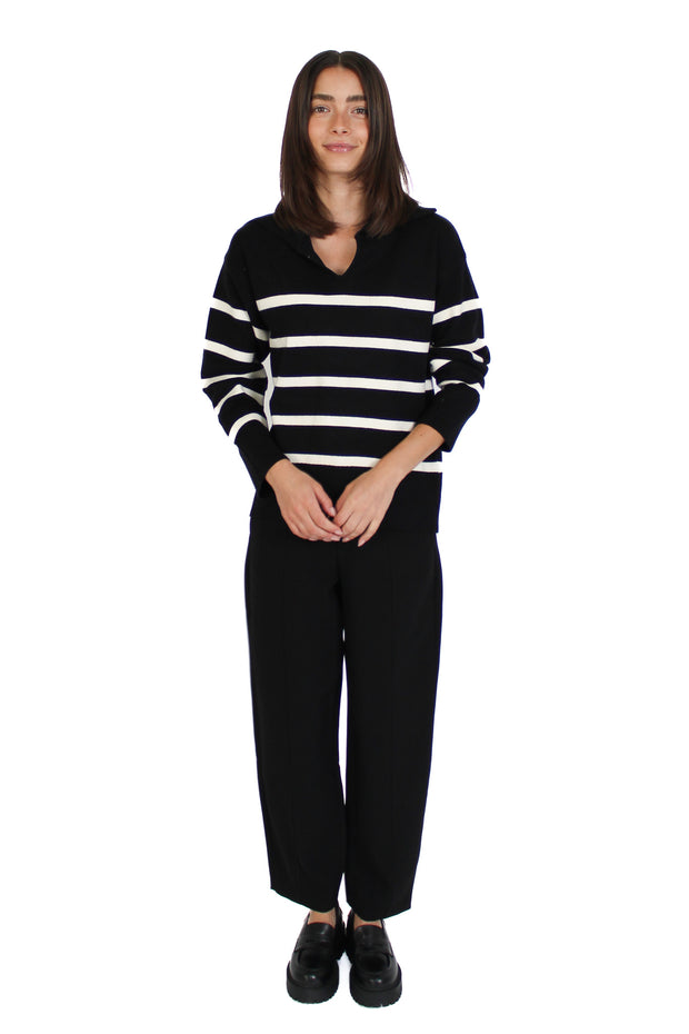 Black Polished Barrel Pant