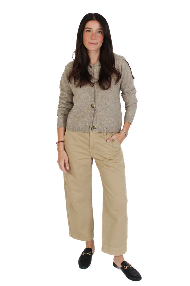 Sailor Neck Beige Cardigan
