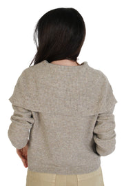 Sailor Neck Beige Cardigan