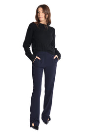 Thea Black Cable Crew Sweater
