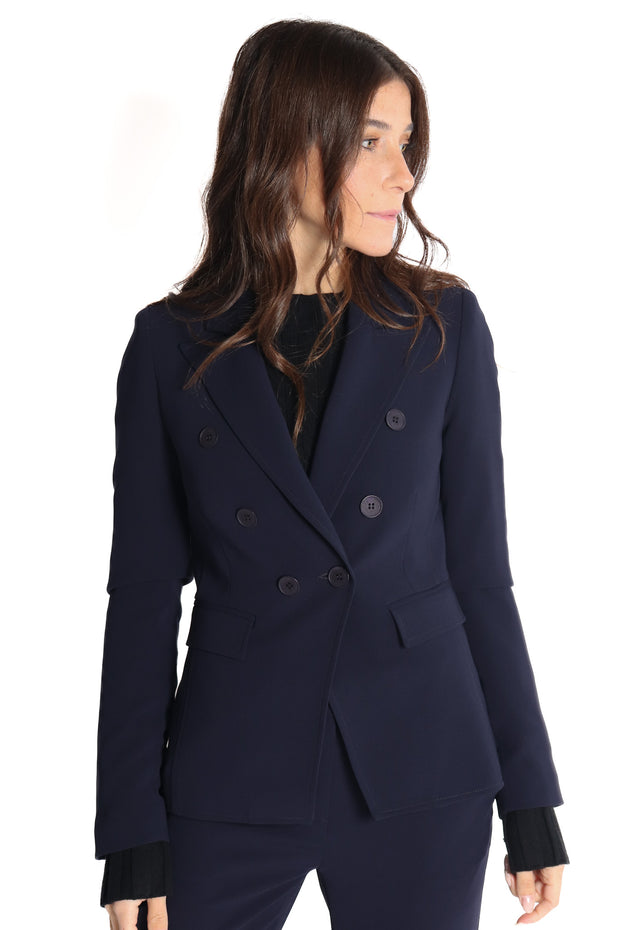 Riri Navy Double Breasted Fitted Blazer