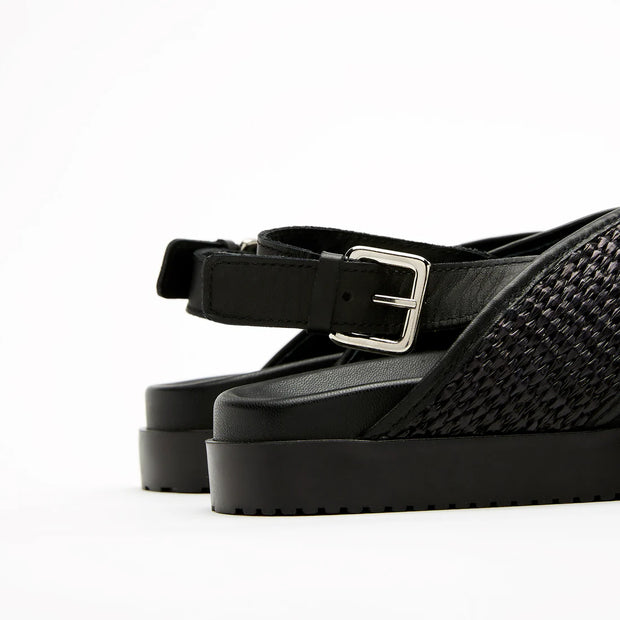 Amari Black Woven Sandals