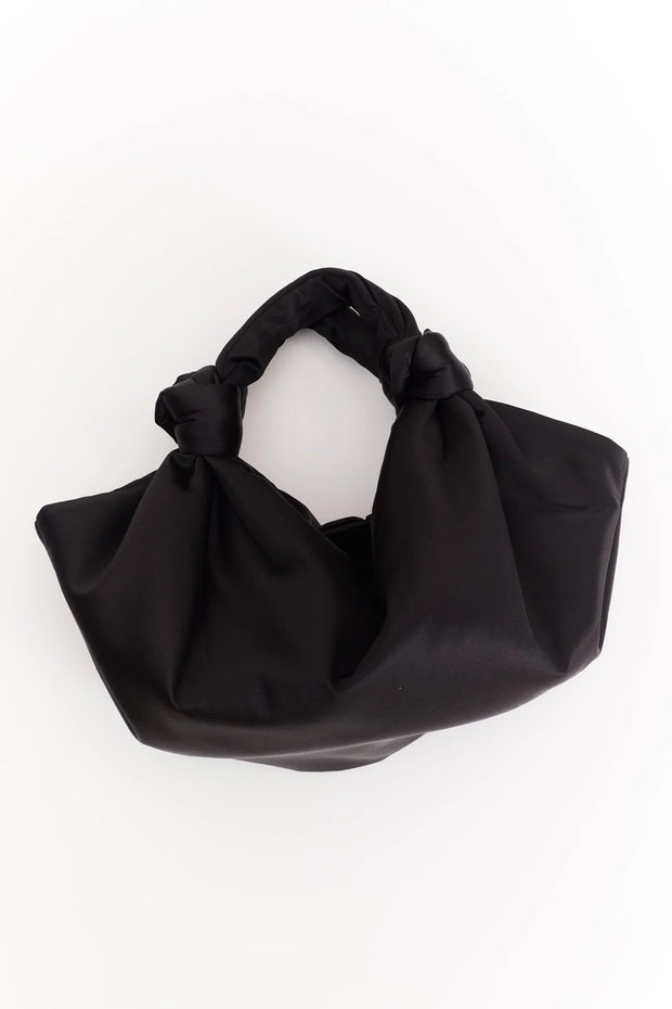 Robyn Black Satin Knot Bag