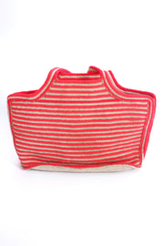 Pink Hand Woven Striped Tote