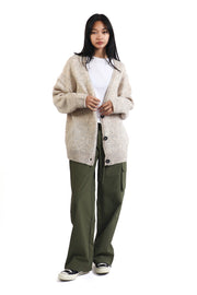 Oat Grandfather Knit Cardigan
