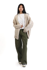 Oat Grandfather Knit Cardigan
