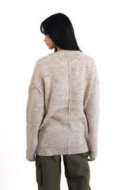 Oat Grandfather Knit Cardigan