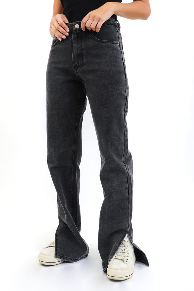 Black Side Slit Denim Jeans