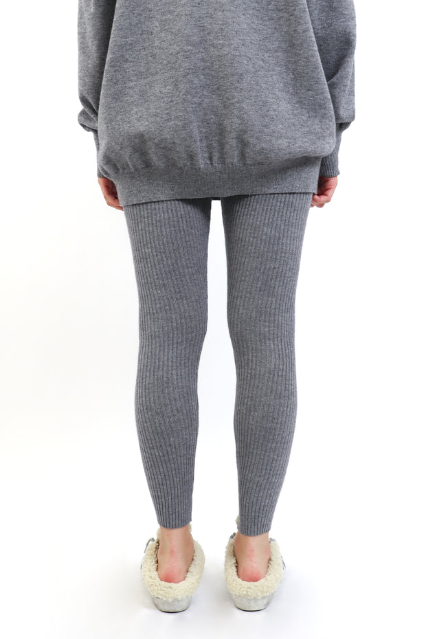MAMA Rib-knit leggings - Dark grey marl - Ladies