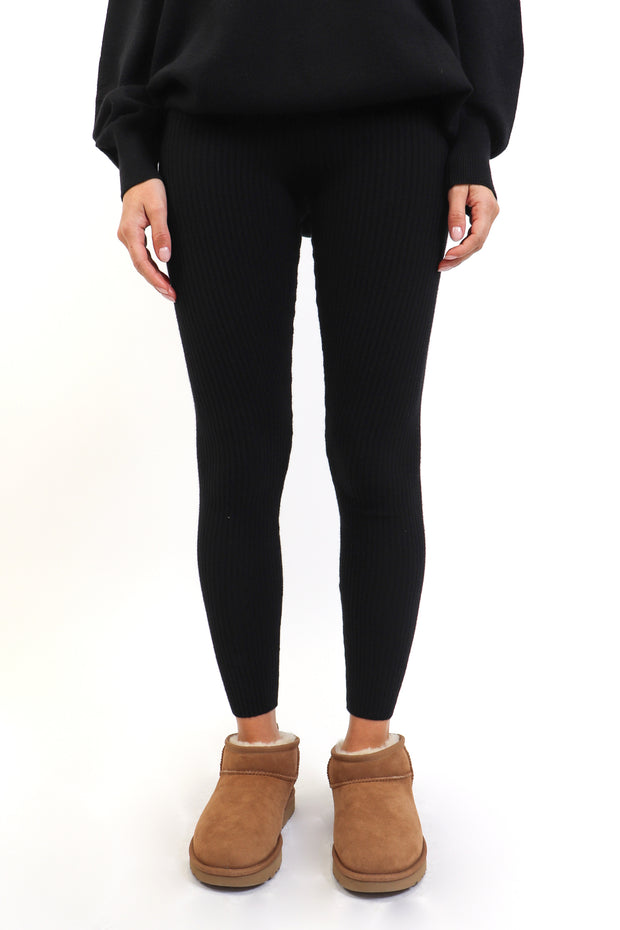 Stretch jersey ribbed leggings