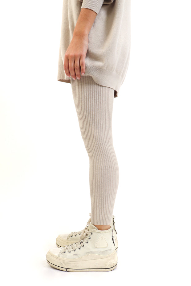 Rib-knit Leggings Dark Gray Joha - Alexandalexa