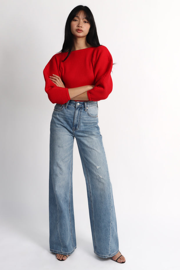 Beachside Vintage Ruby High-Rise Palazzo Jeans