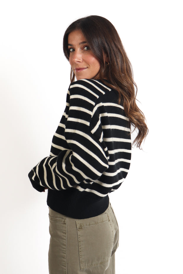 Striped Knit Crewneck Sweater