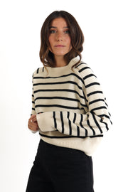 Striped Knit Crewneck Sweater