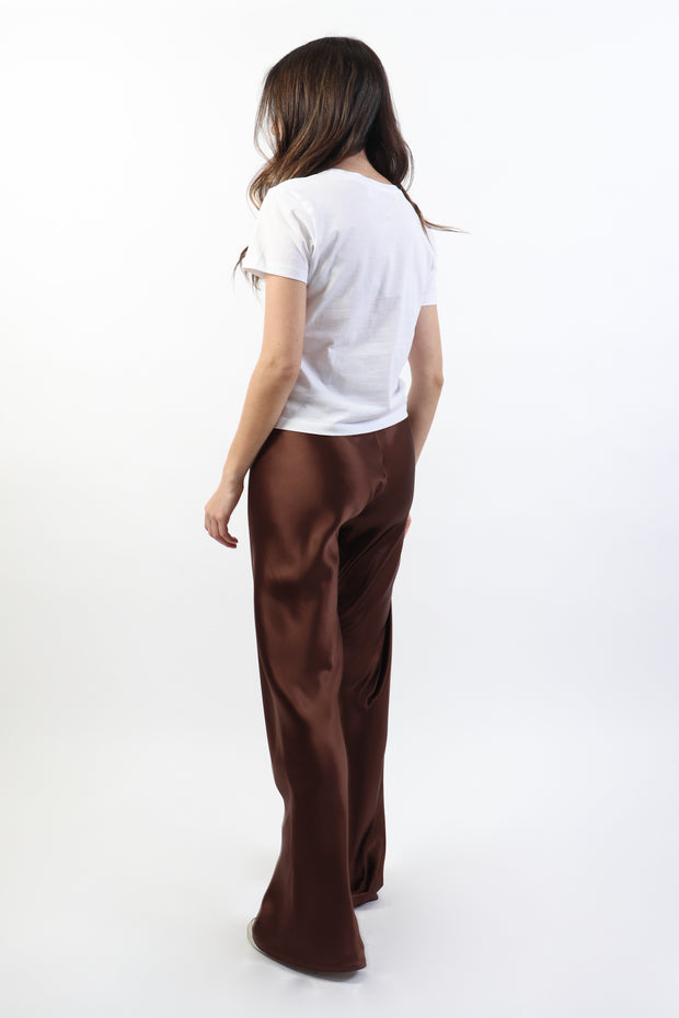 Chocolate Brown Riri Silk Wide-Leg Pants – Thursdays