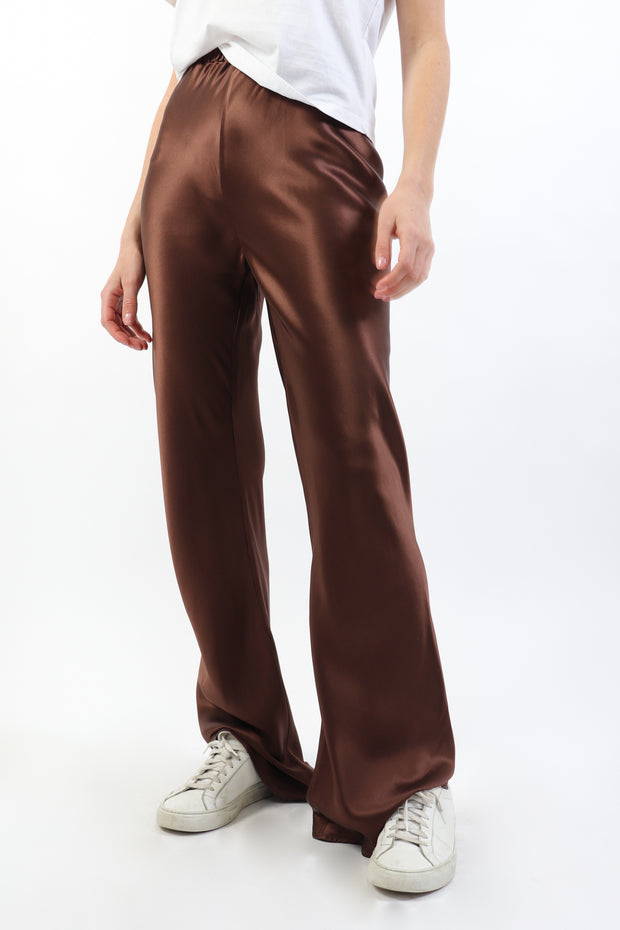 Chocolate Brown Riri Silk Wide-Leg Pants