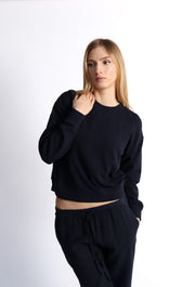 Navy Organic Fleece Pullover